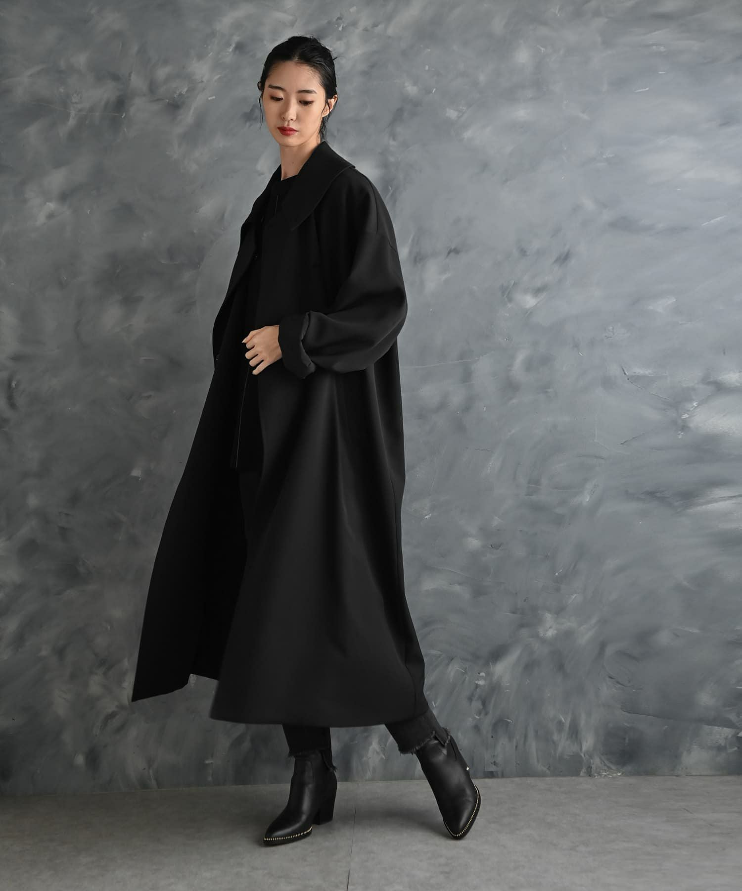 BLK001】襟付きオーバーサイズコート | おしゃれな大人レディース