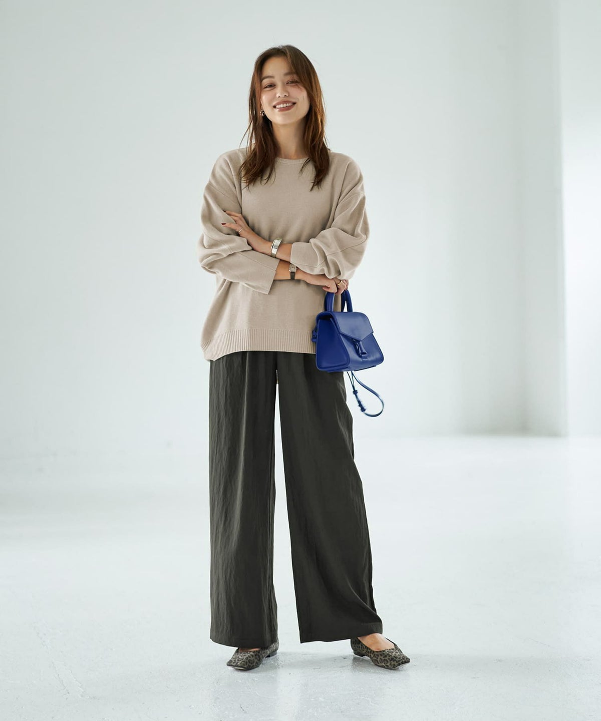 着用イメージ 167cm ライトグレージュ