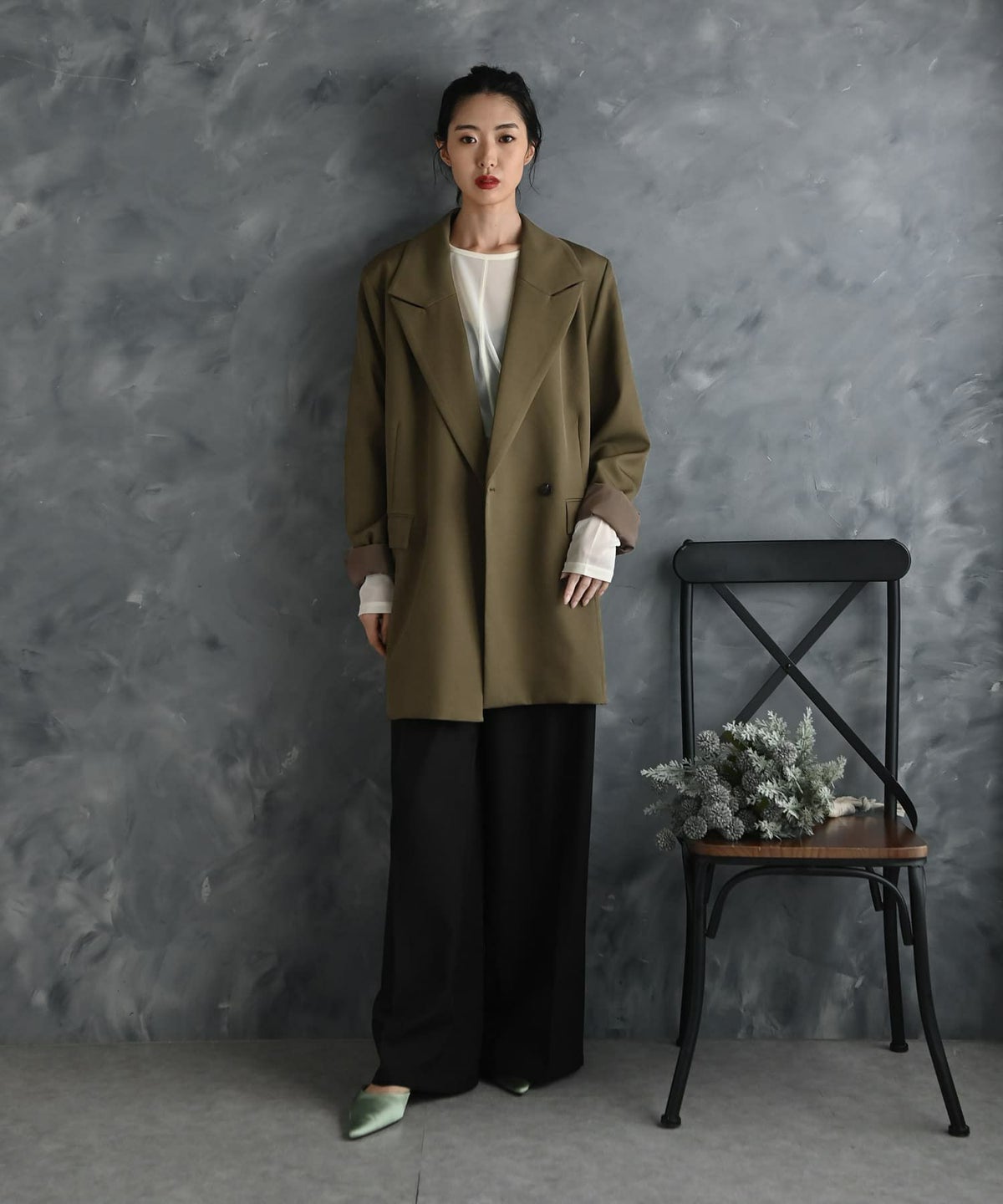 着用イメージ 175cm カーキ