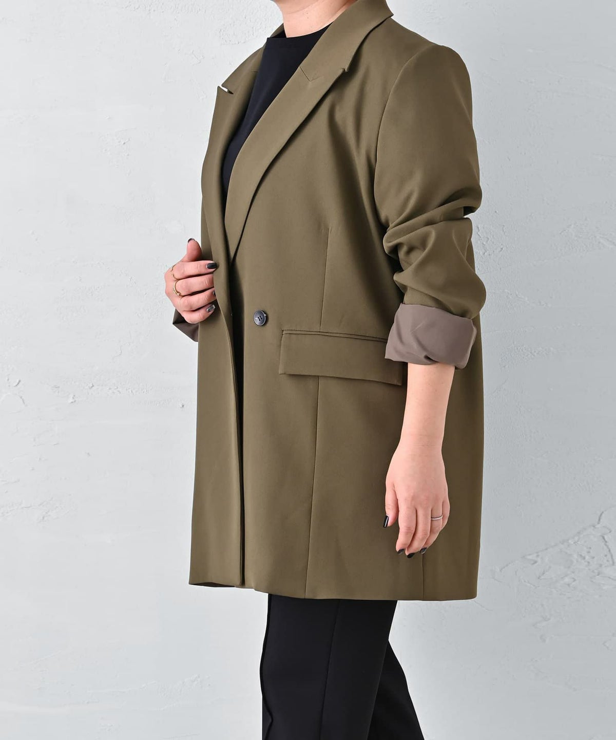 着用イメージ 163cm カーキ