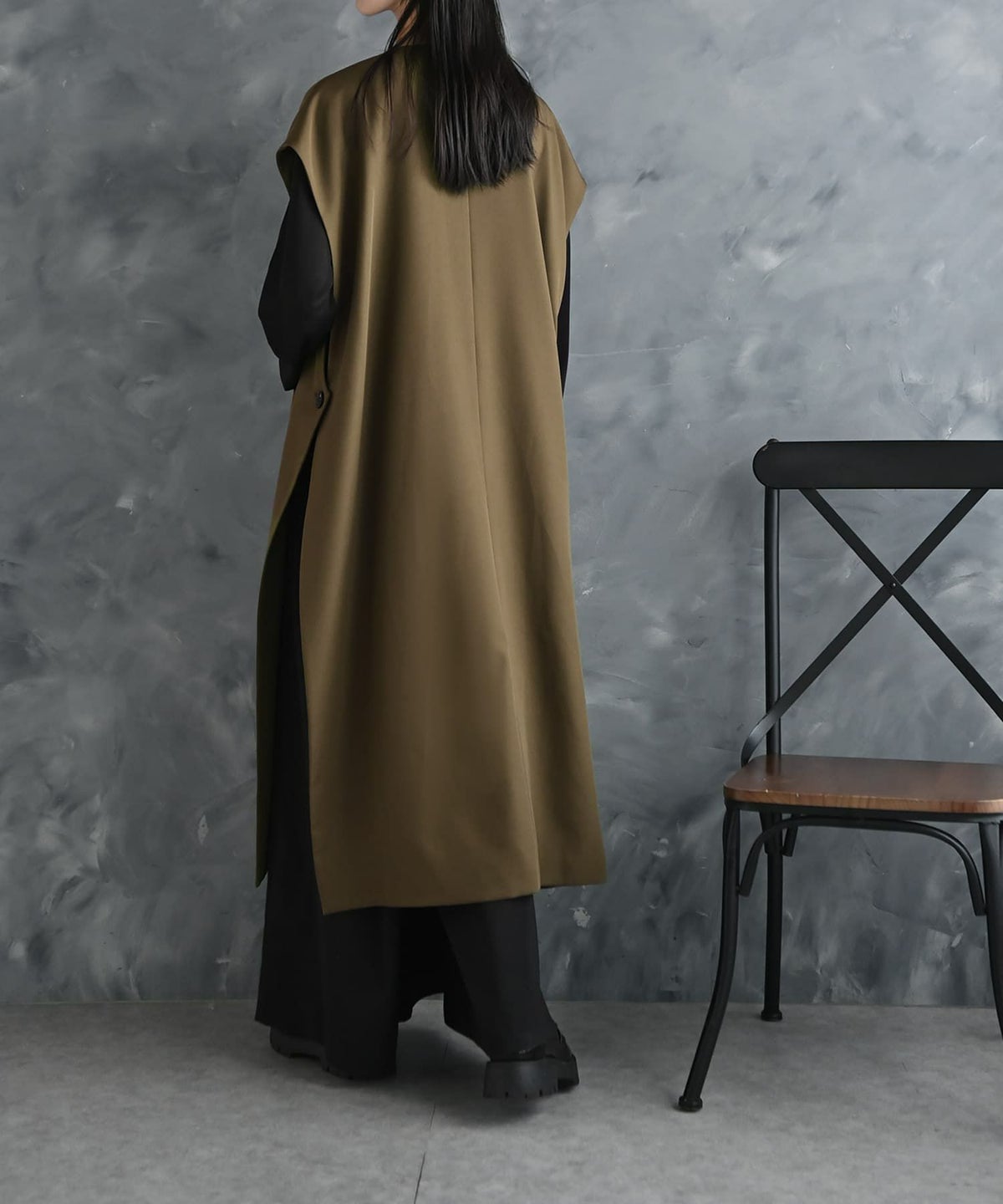 着用イメージ 175cm カーキ