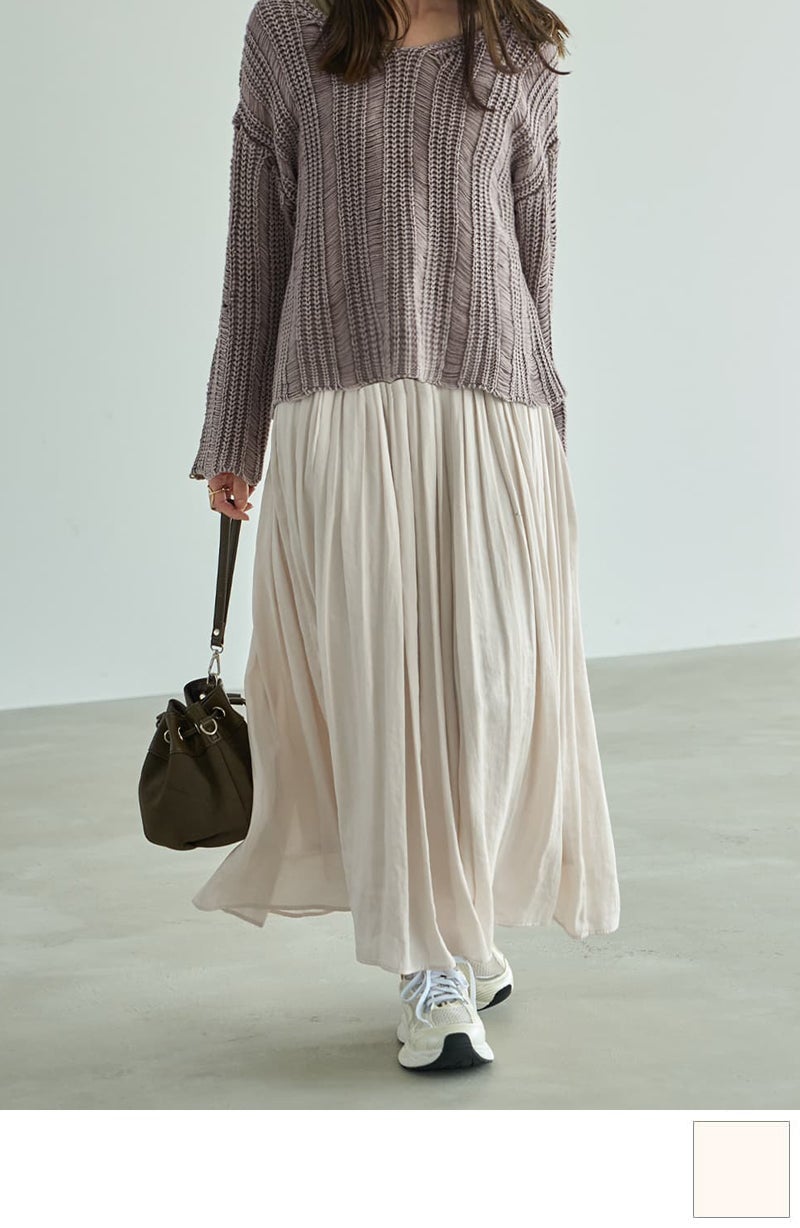 Made in JAPAN】ロングレングスV.サテンギャザースカート | おしゃれな