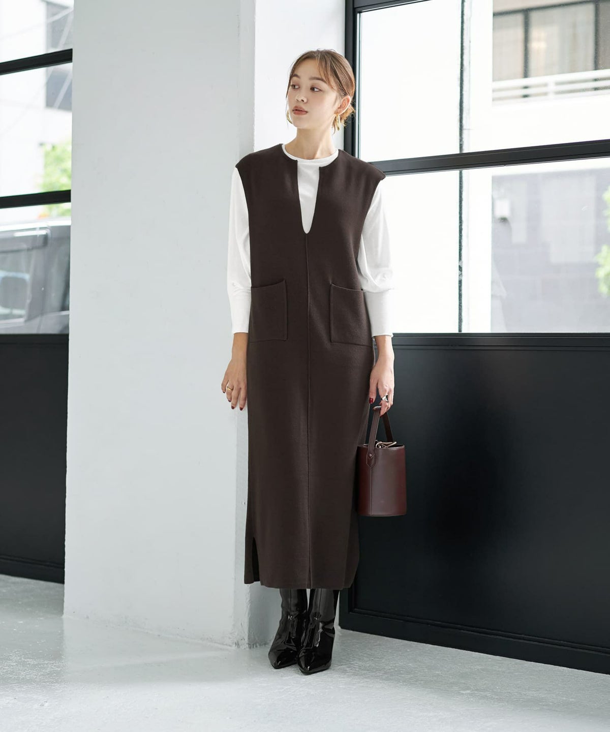 着用イメージ 167cm コーヒー 02サイズ