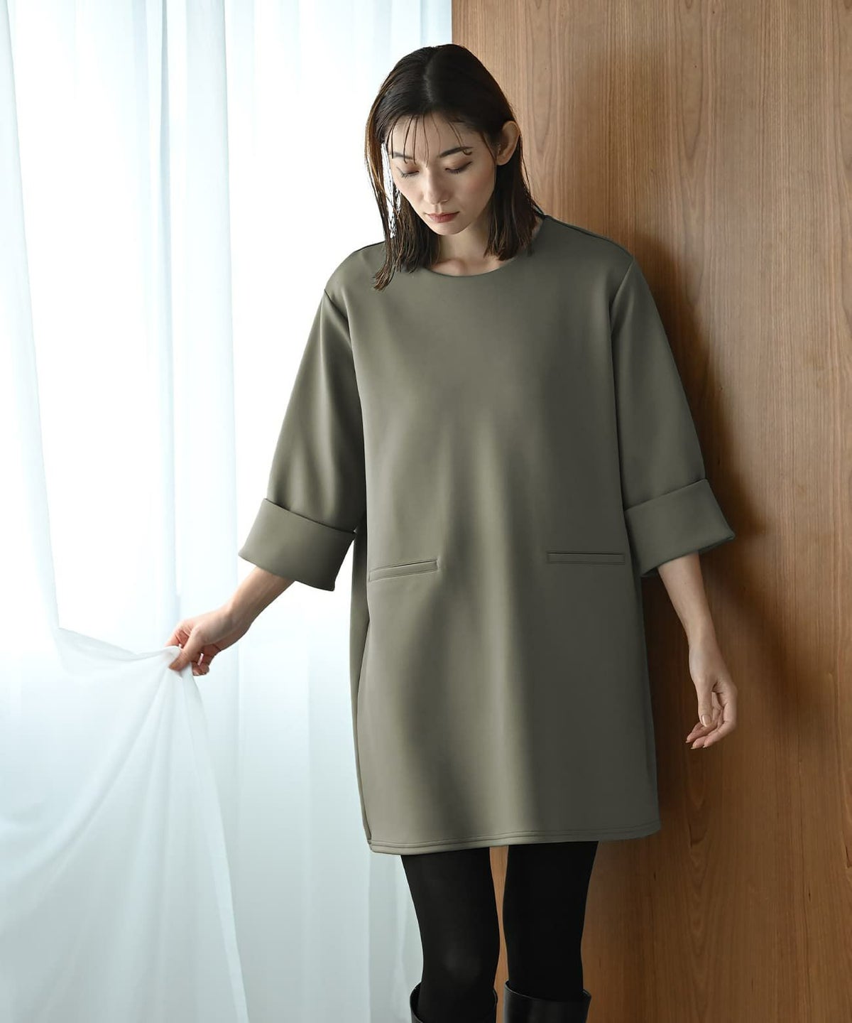 着用イメージ 170cm カーキ
