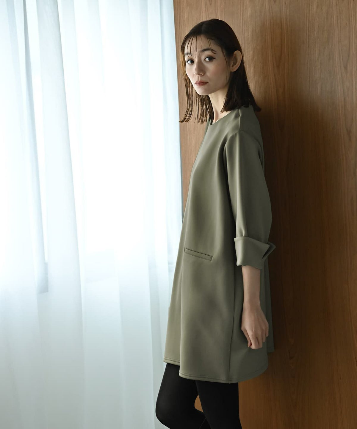 着用イメージ 170cm カーキ