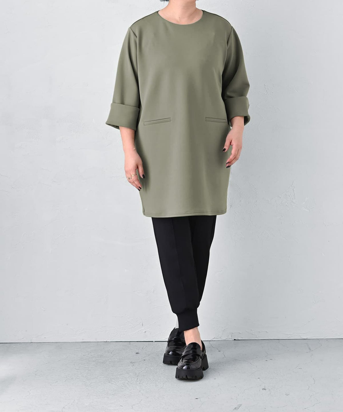 着用イメージ 163cm カーキ