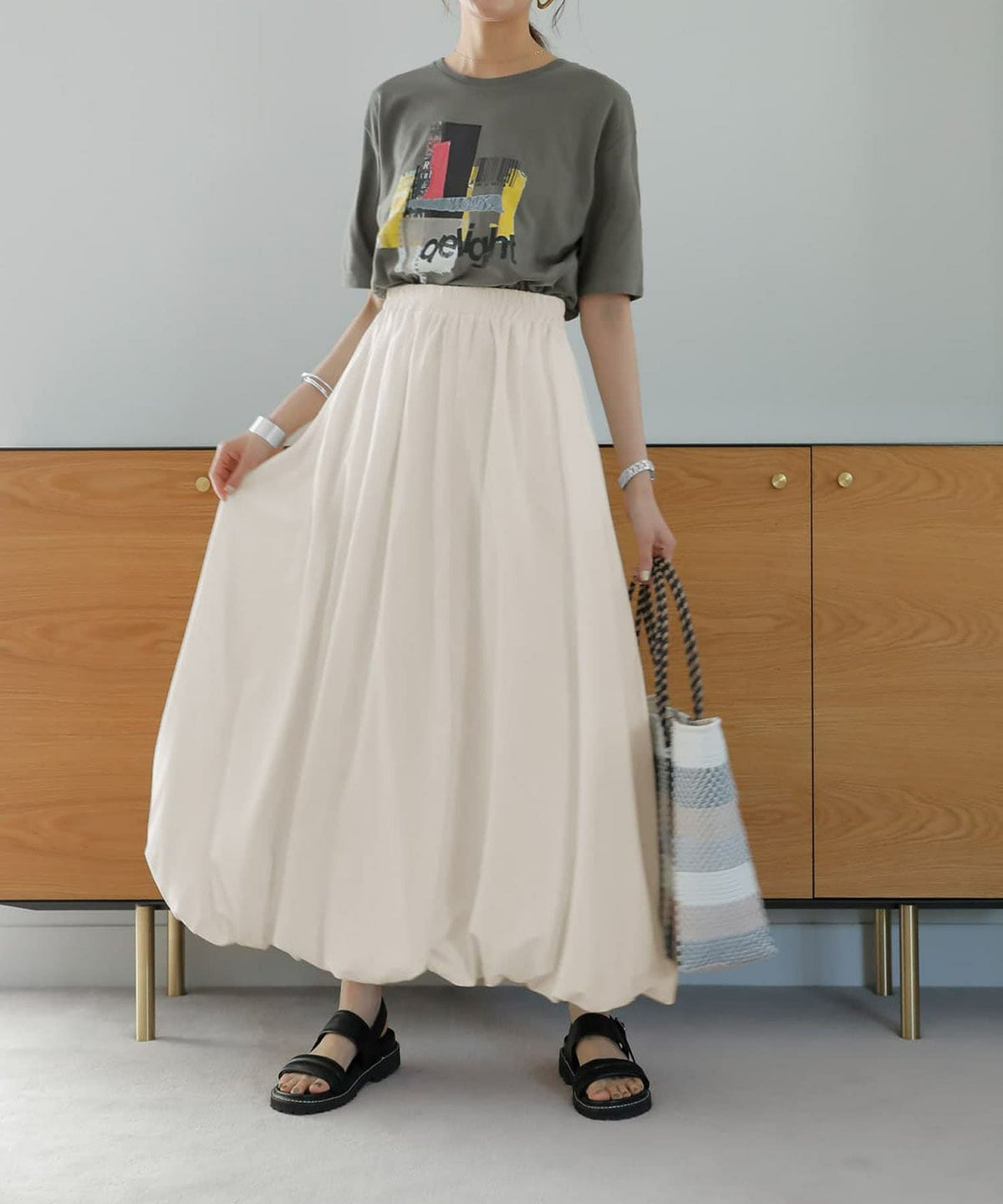 着用イメージ 167cm アイボリー