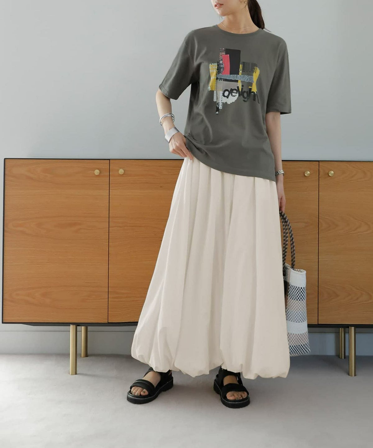 着用イメージ 167cm アイボリー