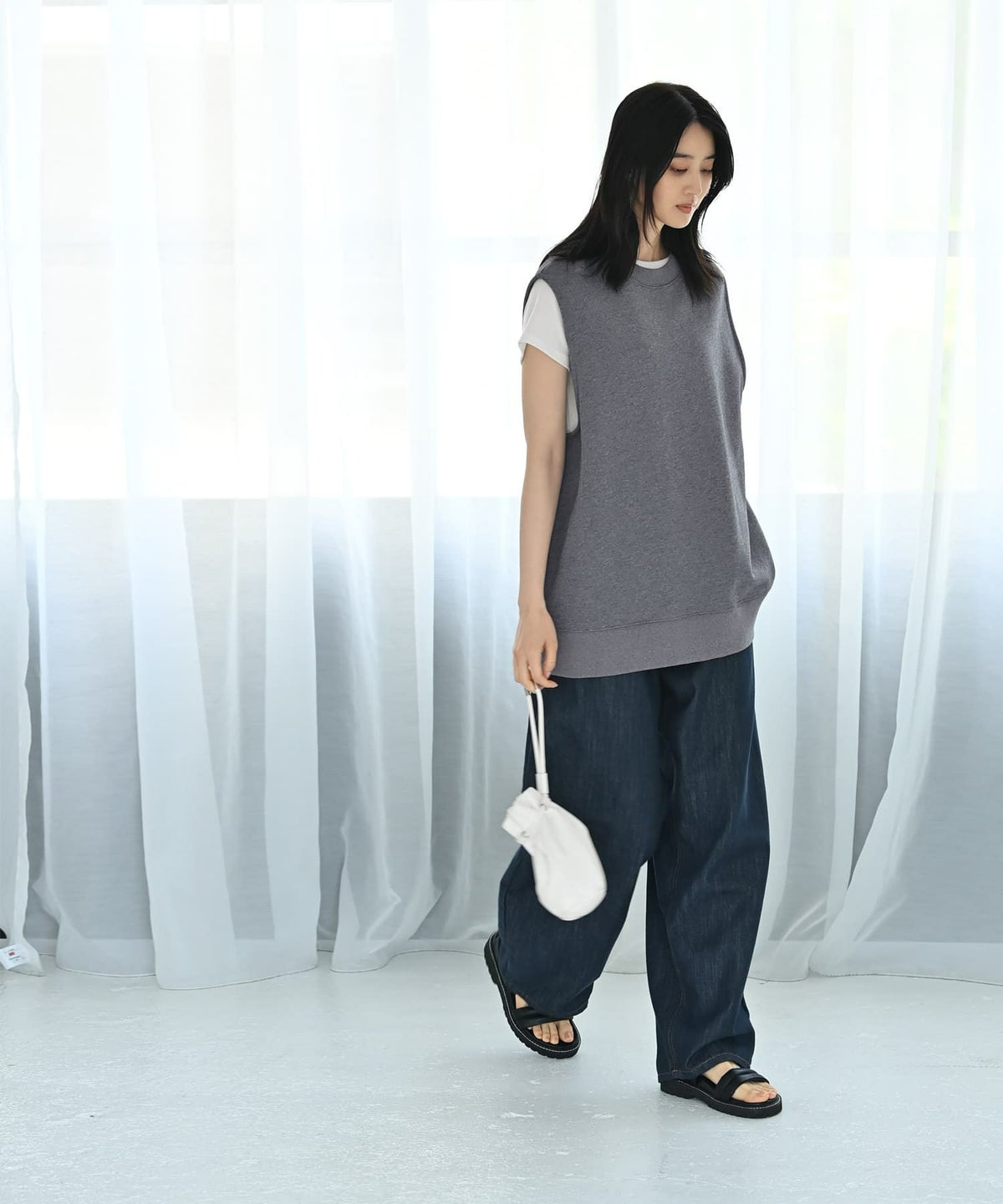 着用イメージ 170cm 杢グレー