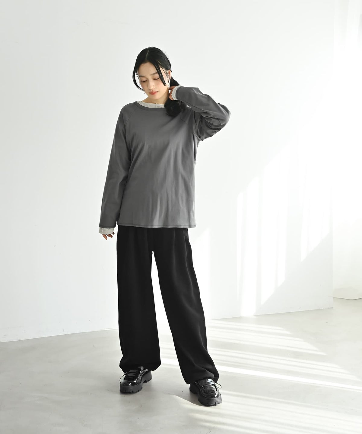 着用イメージ 167cm グレー