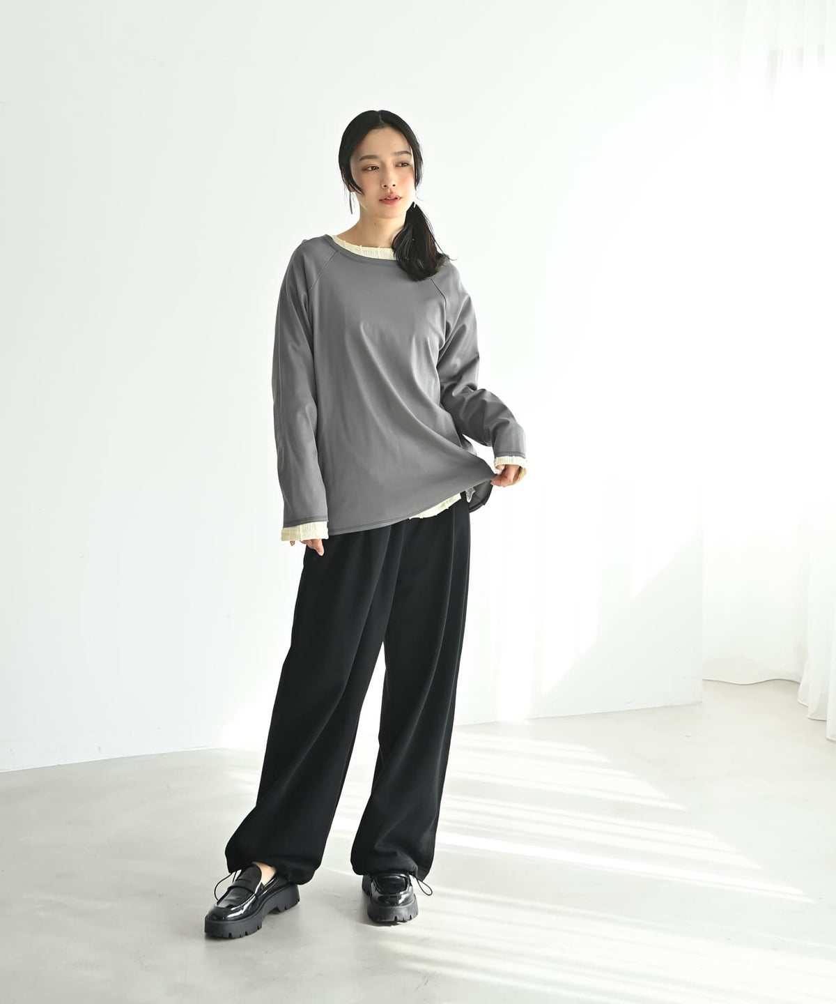 着用イメージ 167cm グレー