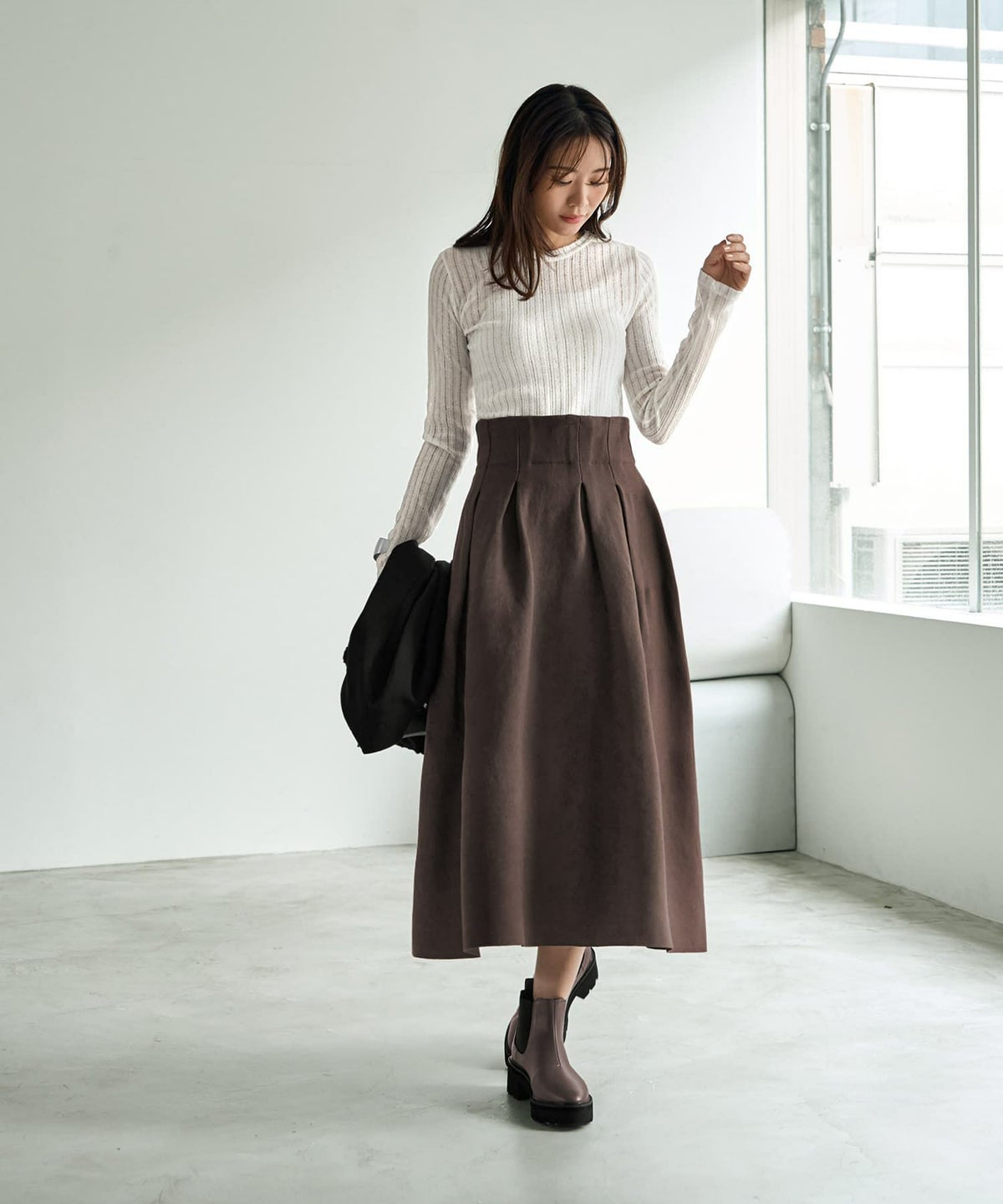 着用イメージ 166cm セピア