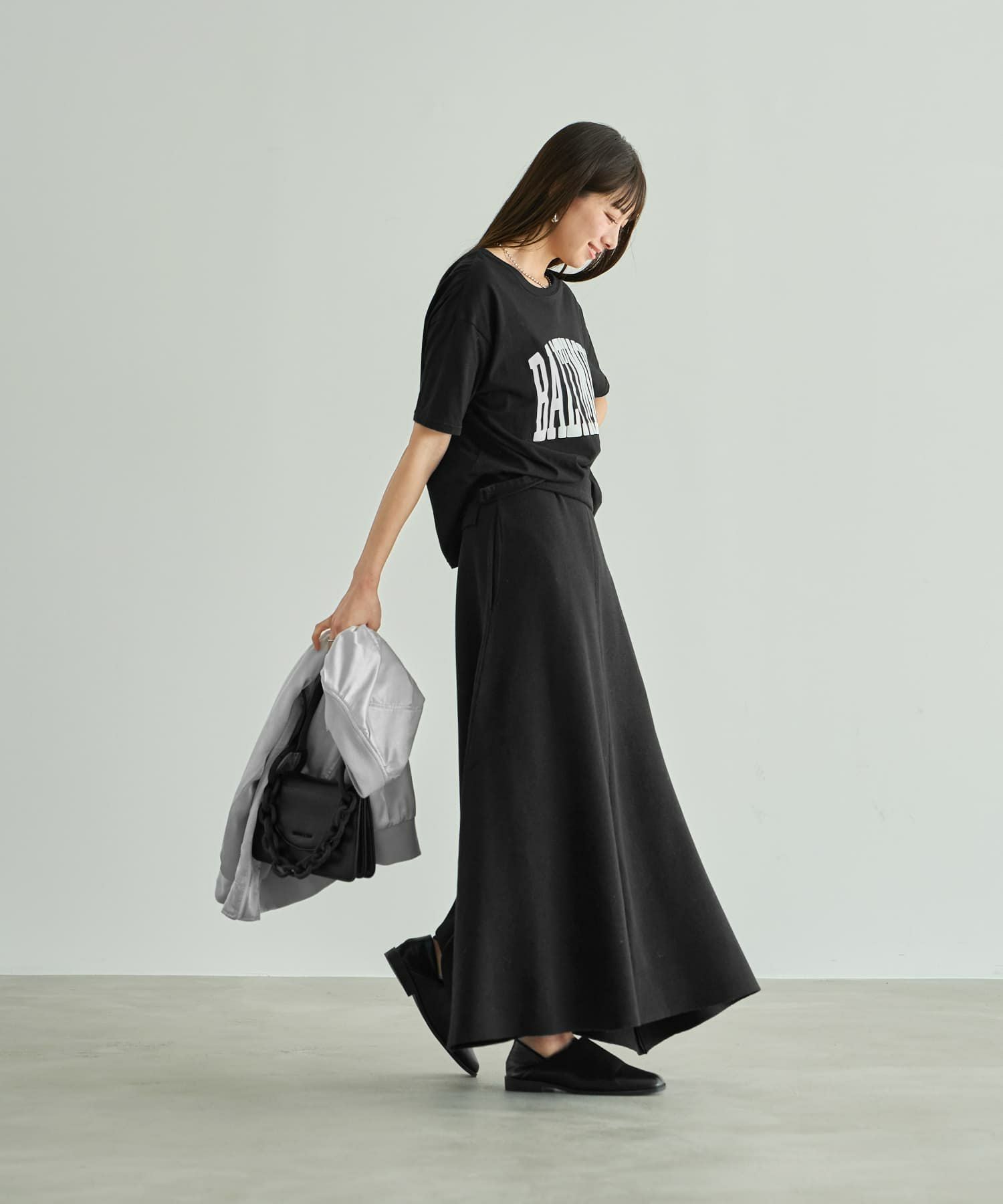 美品 シクラス 上質 シルクコットン ミラノリブ ニットジレ S ロング 黒 Softy Cotton／ミラノリブ編みマキシ丈スカート | おしゃれな大人