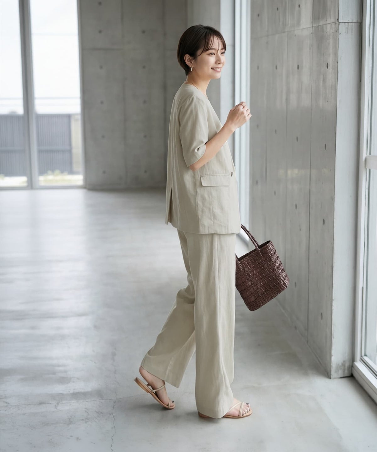 着用イメージ 163cm サンドベージュ