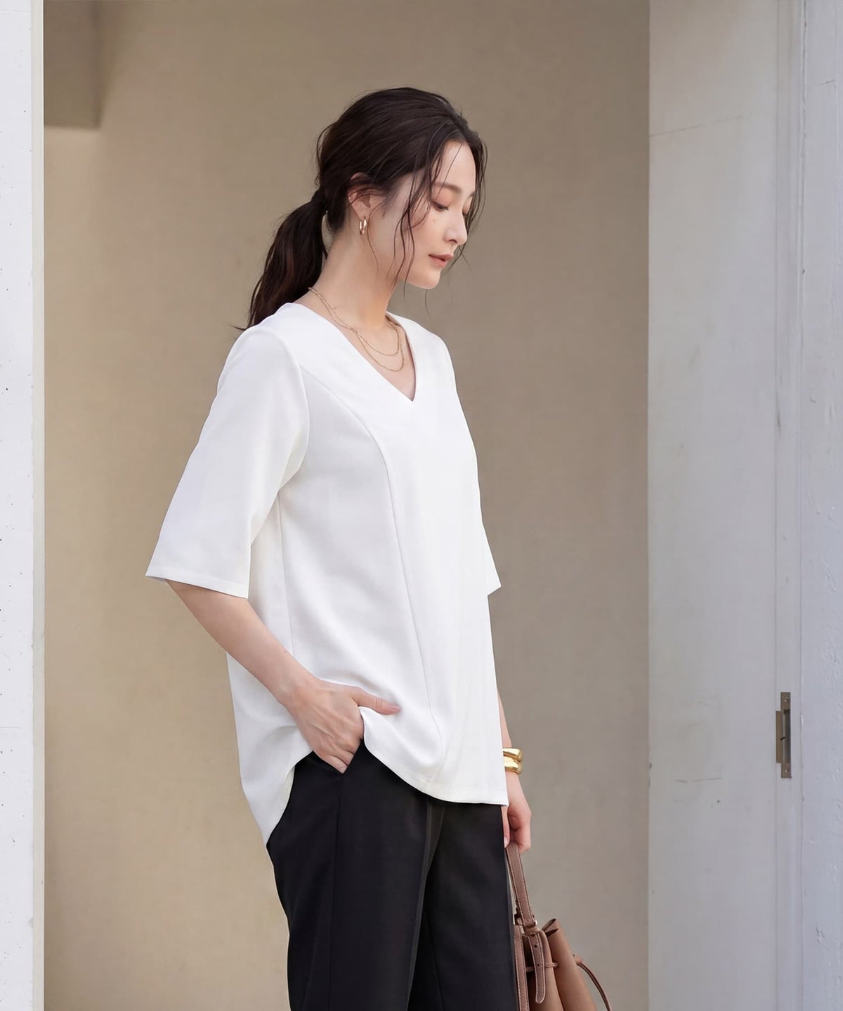 着用イメージ 163cm ホワイト