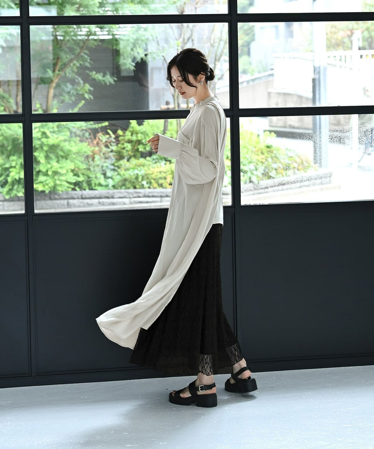 着用イメージ 172cm ライトグレー