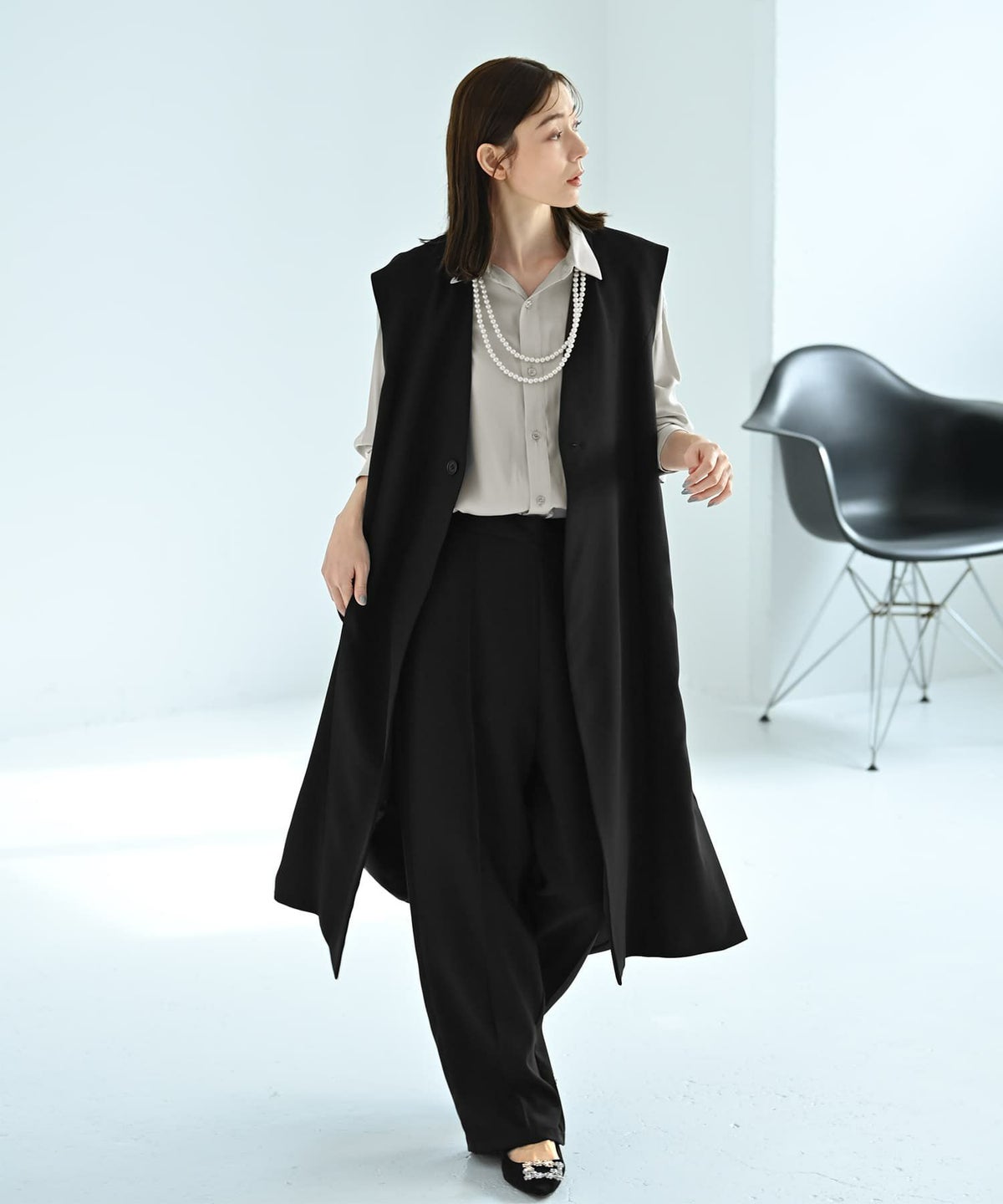 着用イメージ 170cm ライトグレー