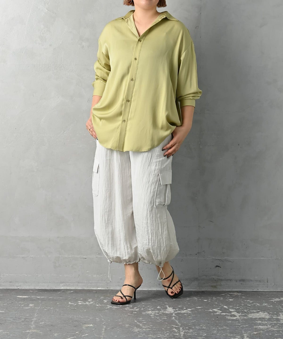 着用イメージ 163cm ライトグリーン