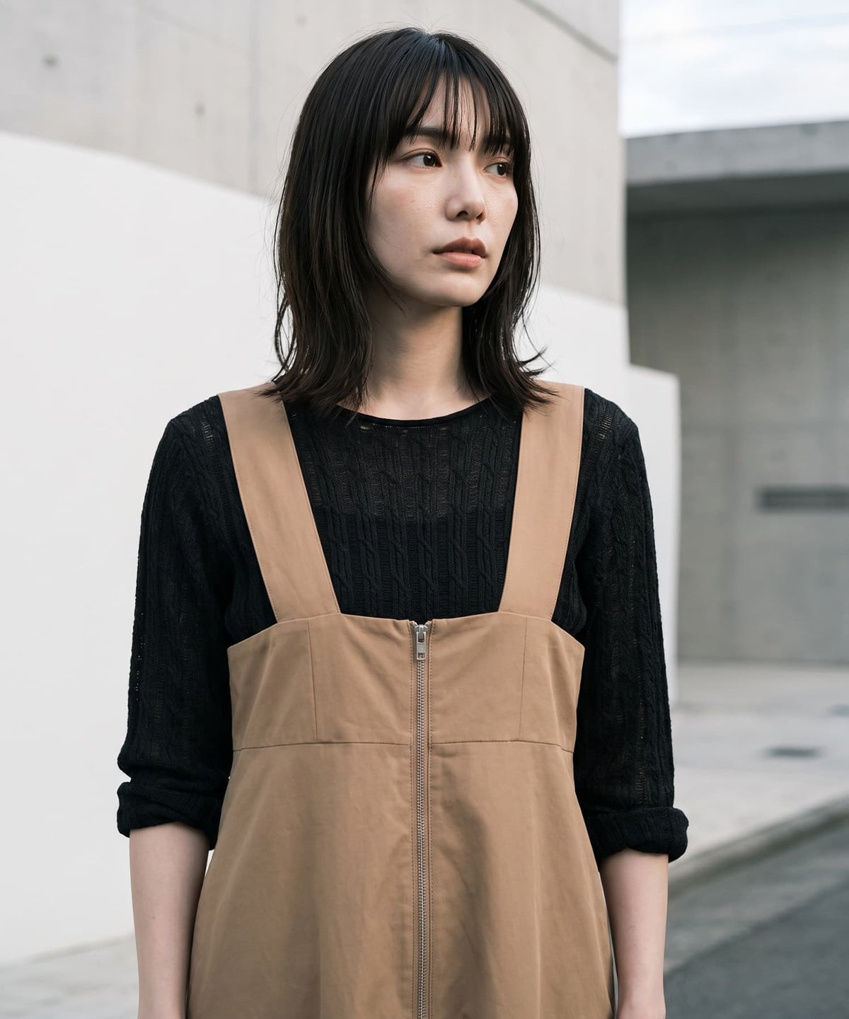 着用イメージ 170cm ベージュ