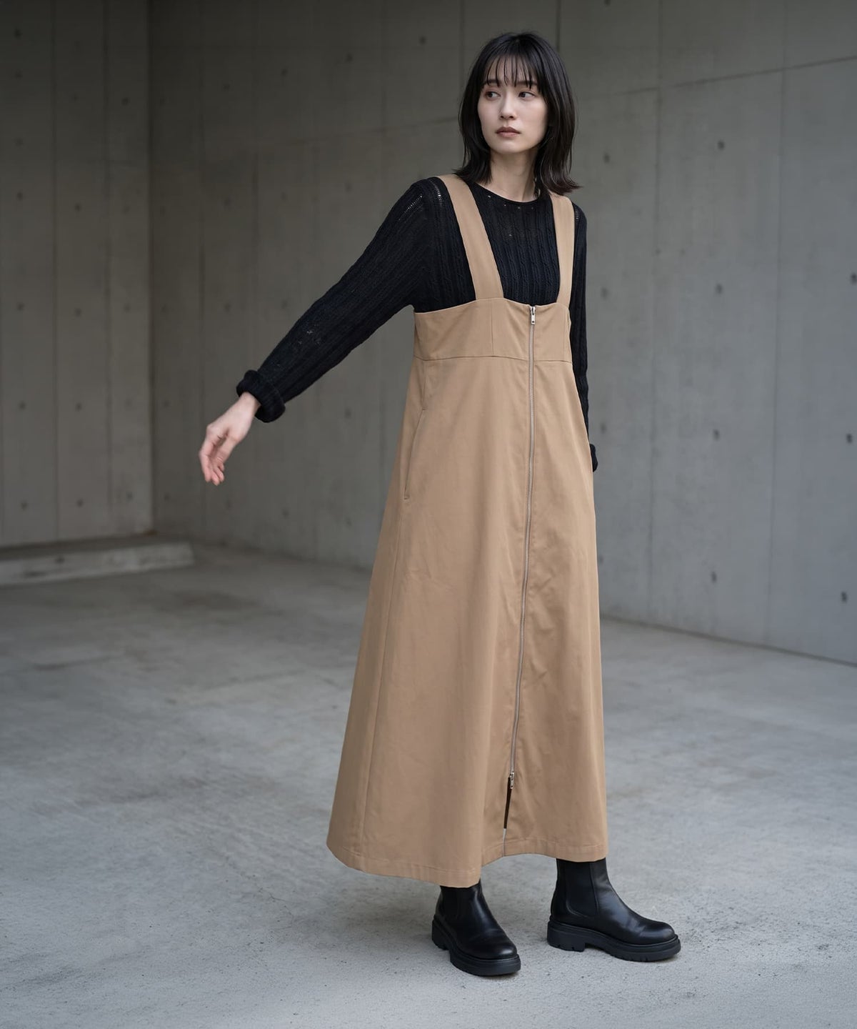 着用イメージ 170cm ベージュ