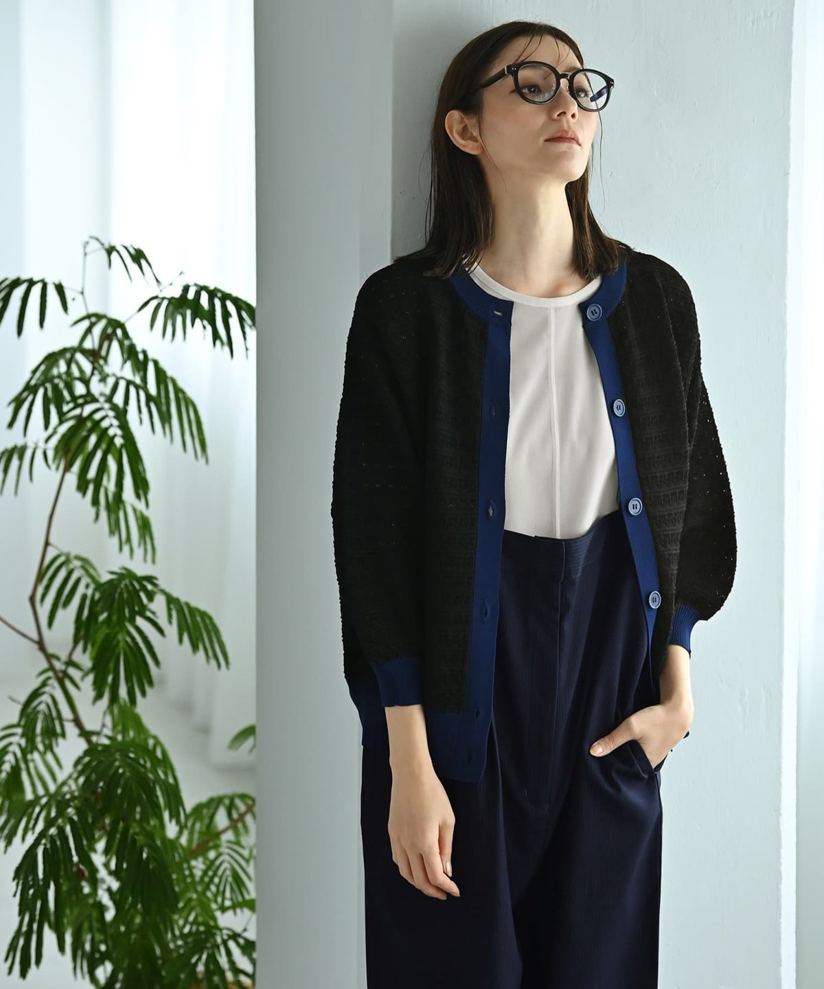 着用イメージ 170cm ブラック×ネイビー