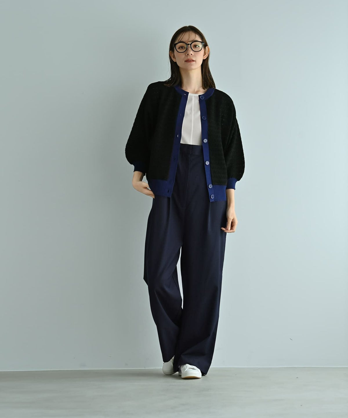 着用イメージ 170cm ブラック×ネイビー