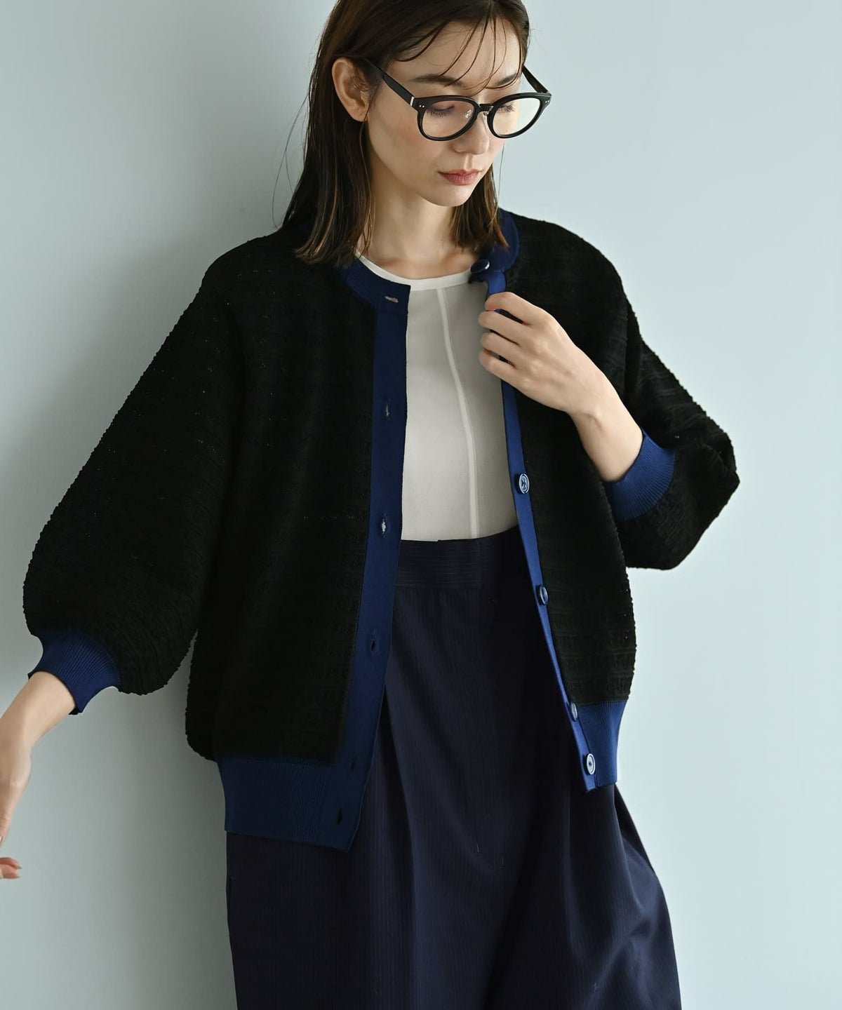 着用イメージ 170cm ブラック×ネイビー