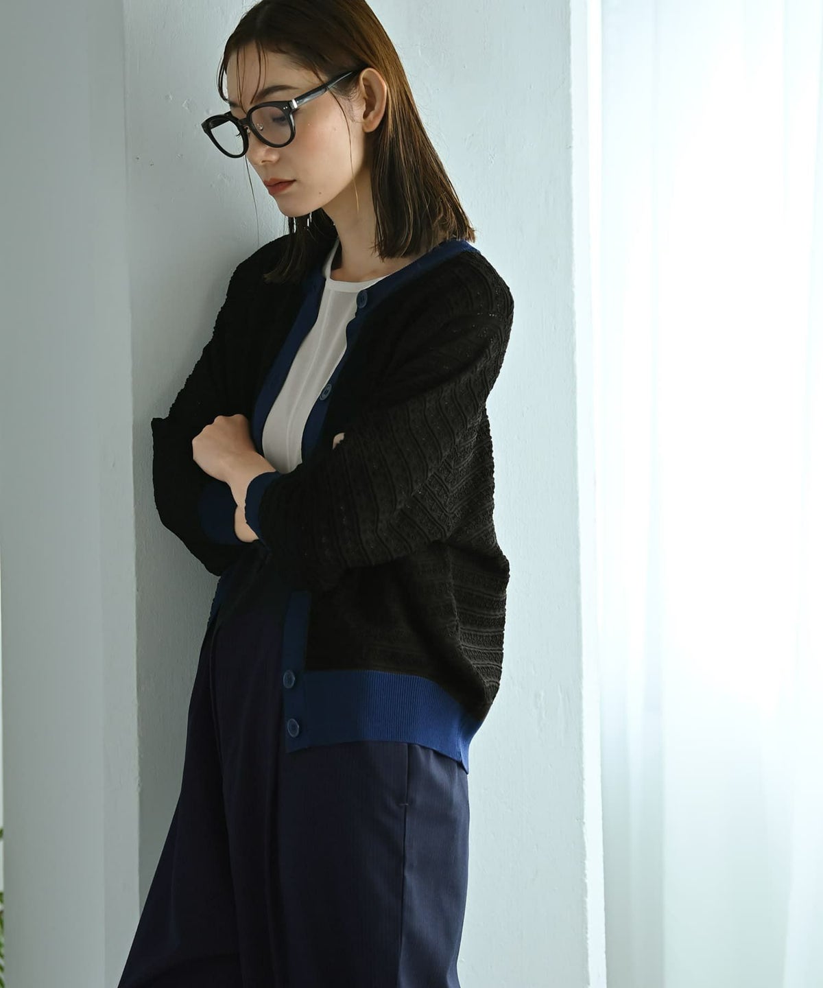 着用イメージ 170cm ブラック×ネイビー