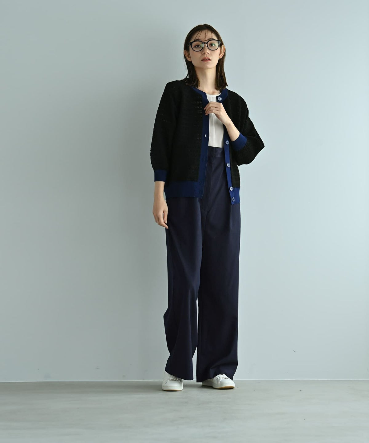 着用イメージ 170cm ブラック×ネイビー