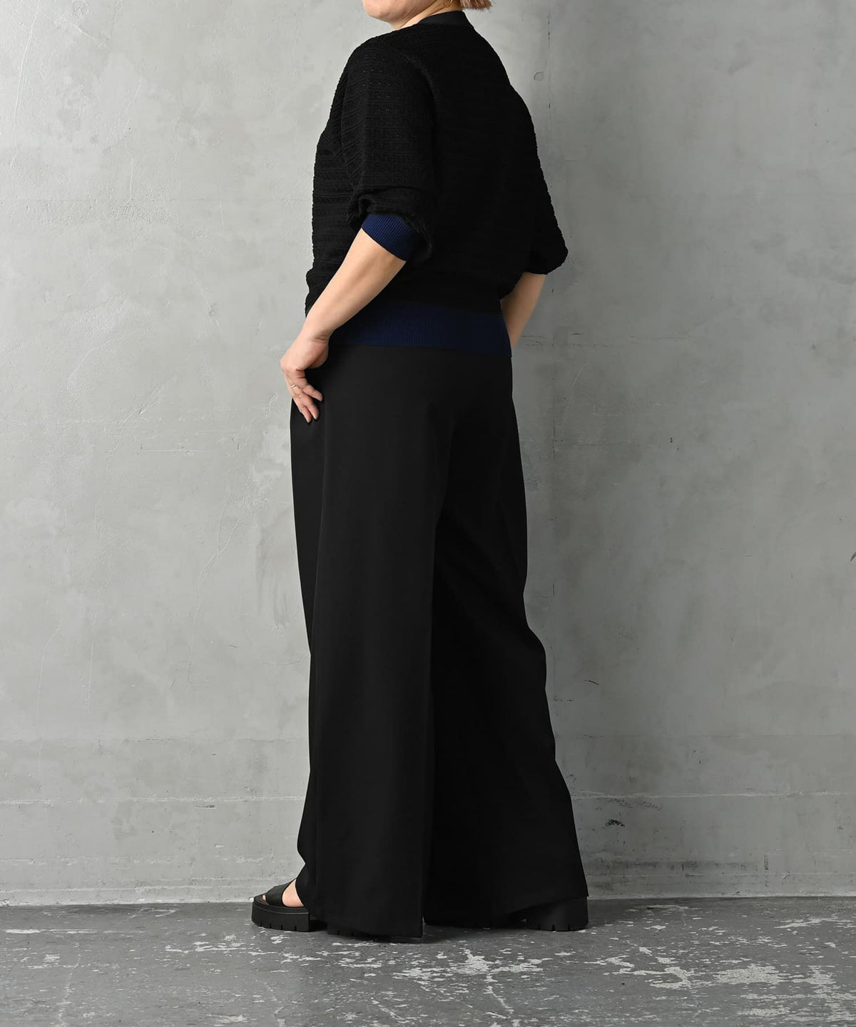 着用イメージ 163cm ブラック×ネイビー