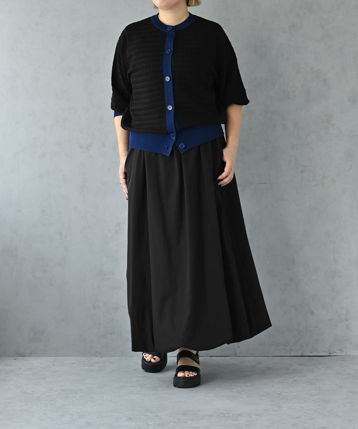 着用イメージ 163cm ブラック×ネイビー