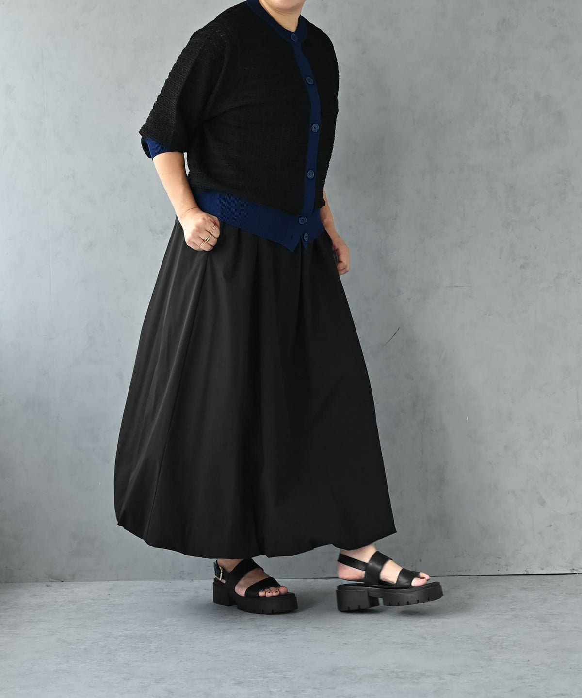 着用イメージ 163cm ブラック×ネイビー