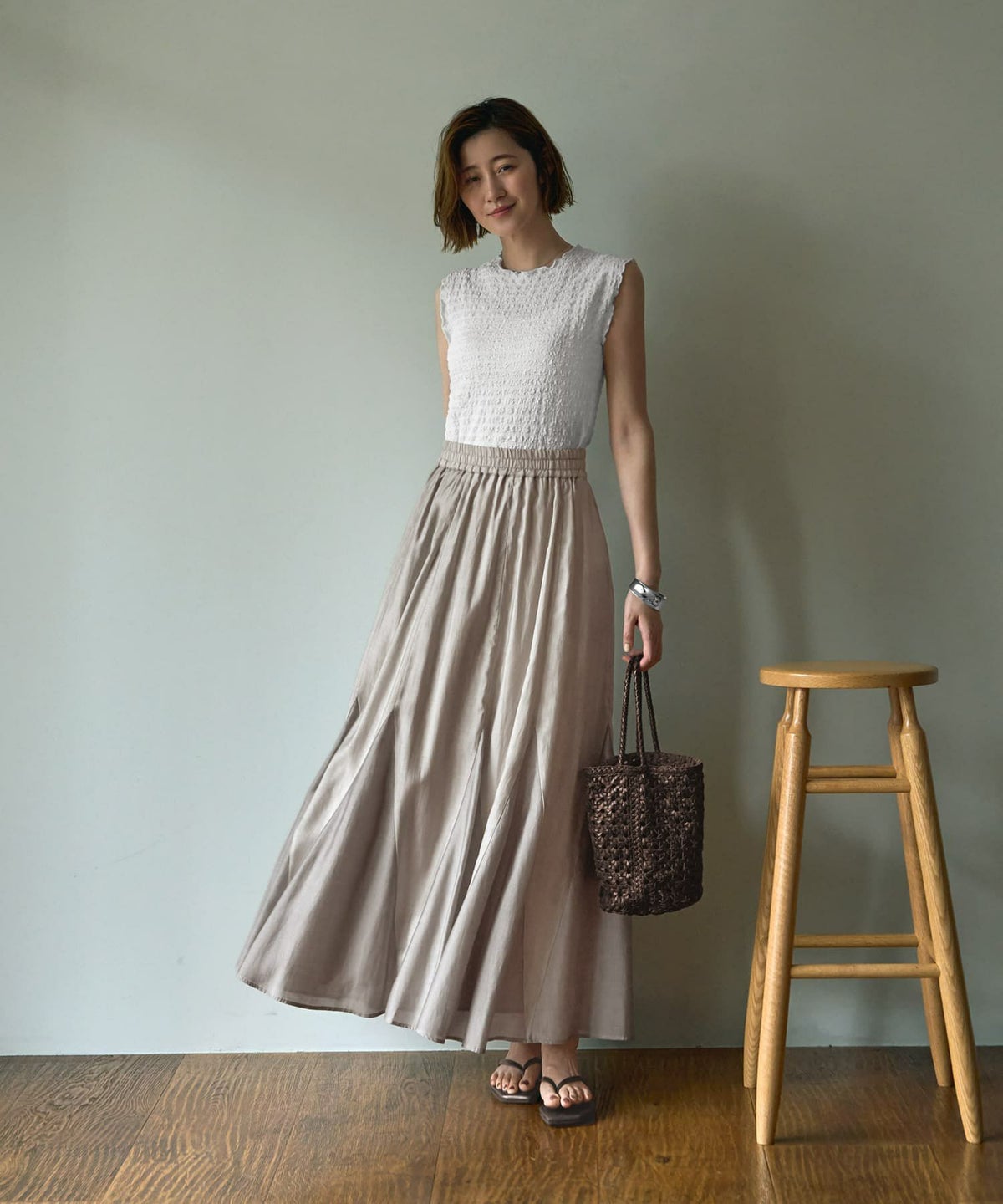 着用イメージ 166cm 02サイズ グレージュMIX