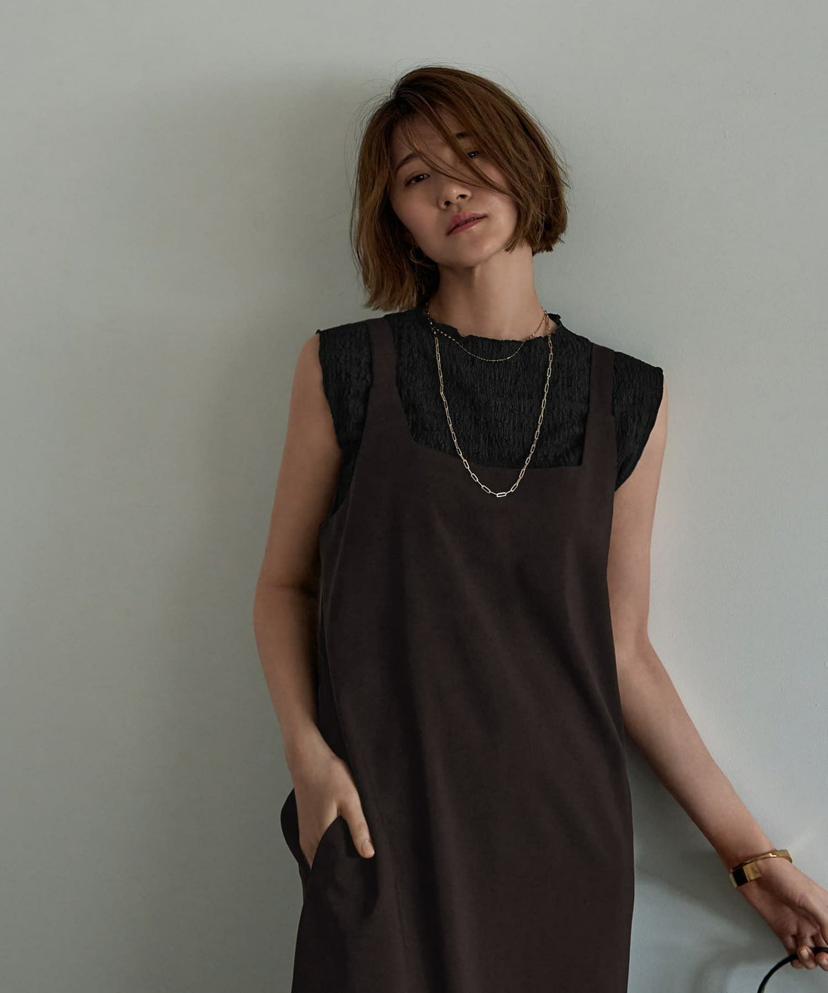 着用イメージ 166cm セピア