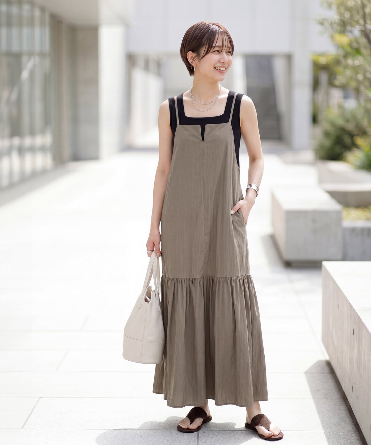 着用イメージ 163cm ダークサンド 01