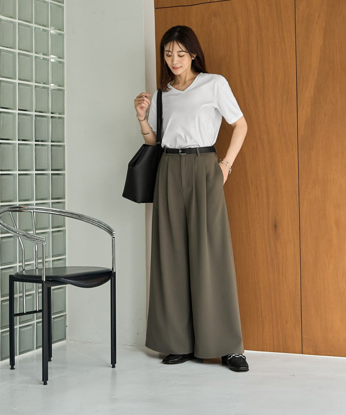 着用イメージ 166㎝　02サイズ　グレイッシュカーキ