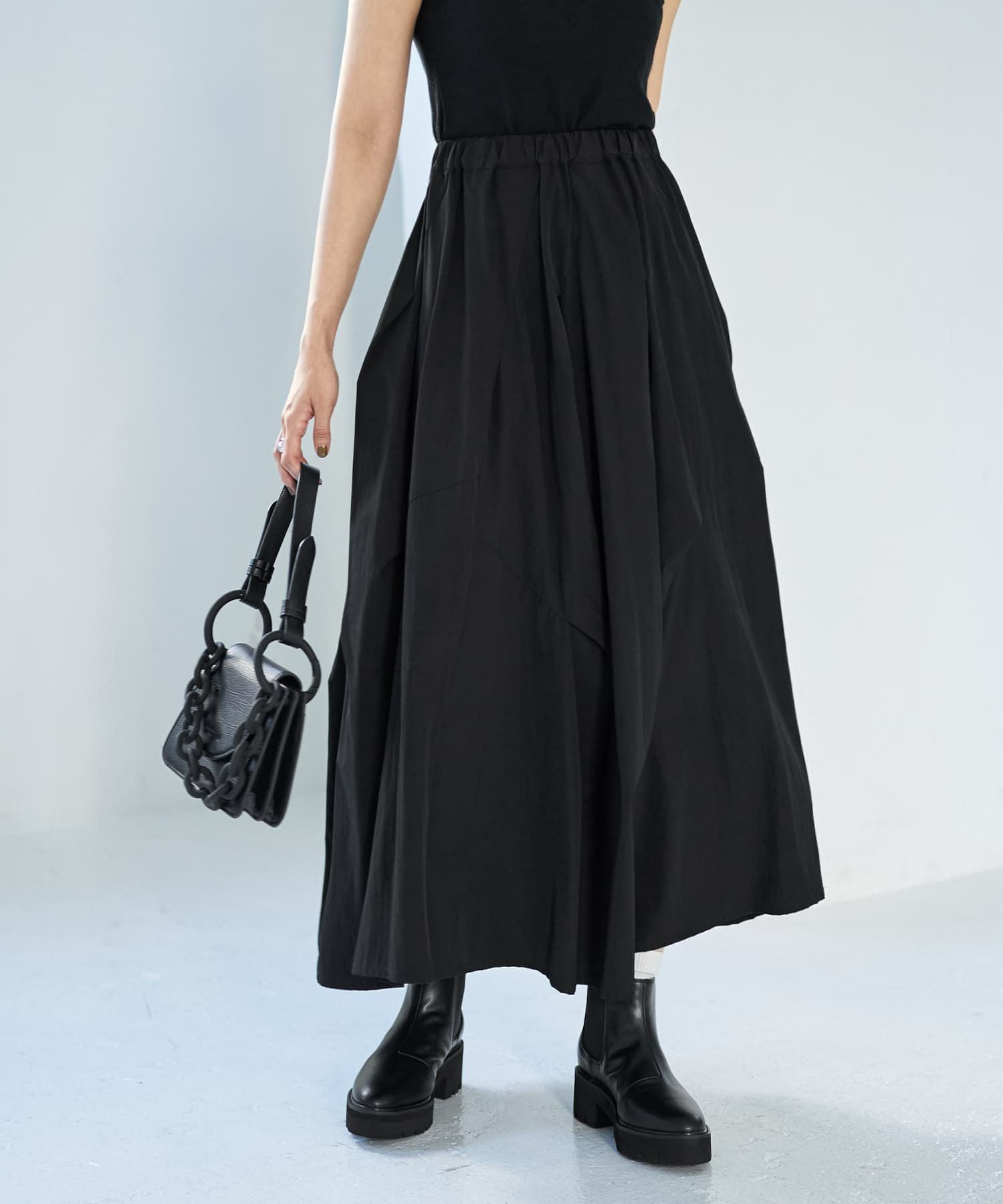 LUXE】ストレッチタフタ立体タックスカート | おしゃれな大人