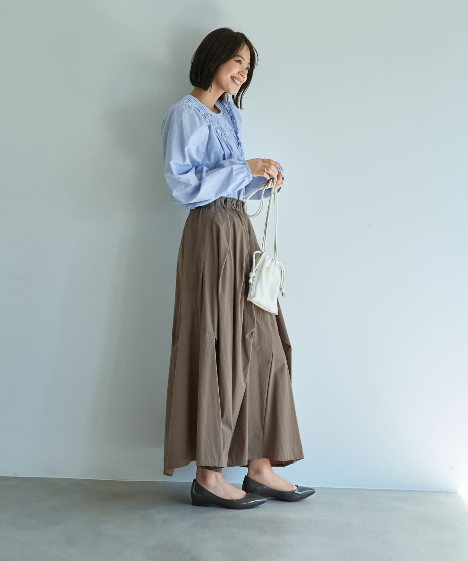 LUXE】ストレッチタフタ立体タックスカート | おしゃれな大人