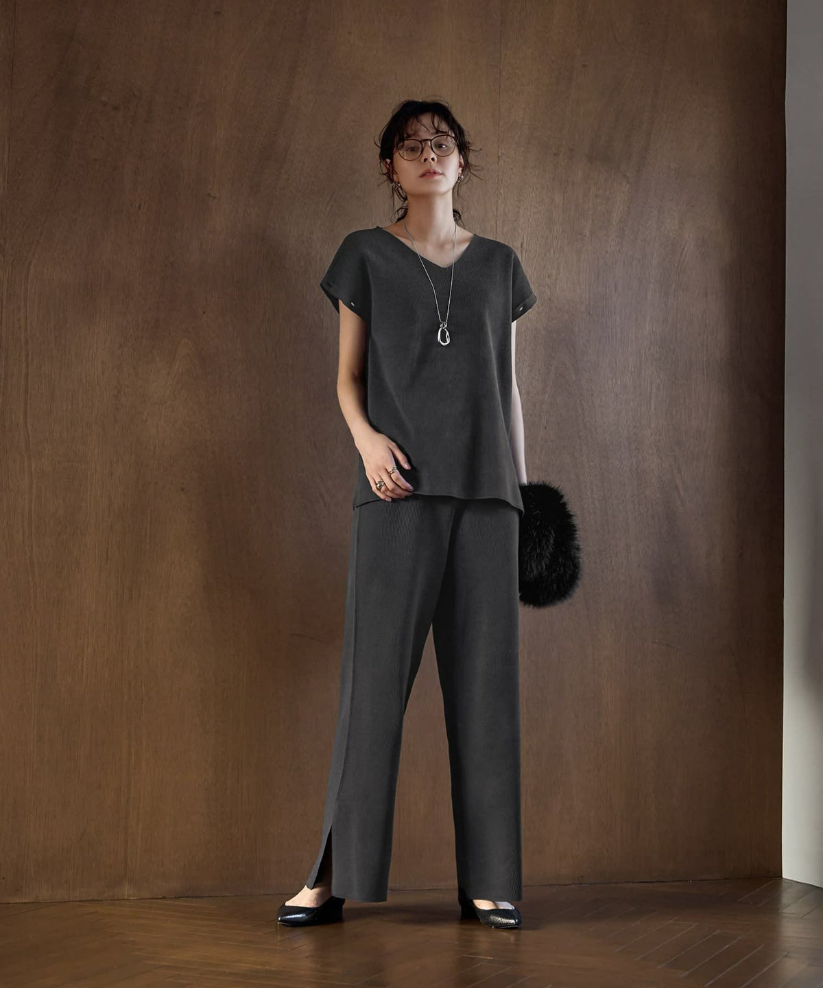 着用イメージ 167cm チャコール