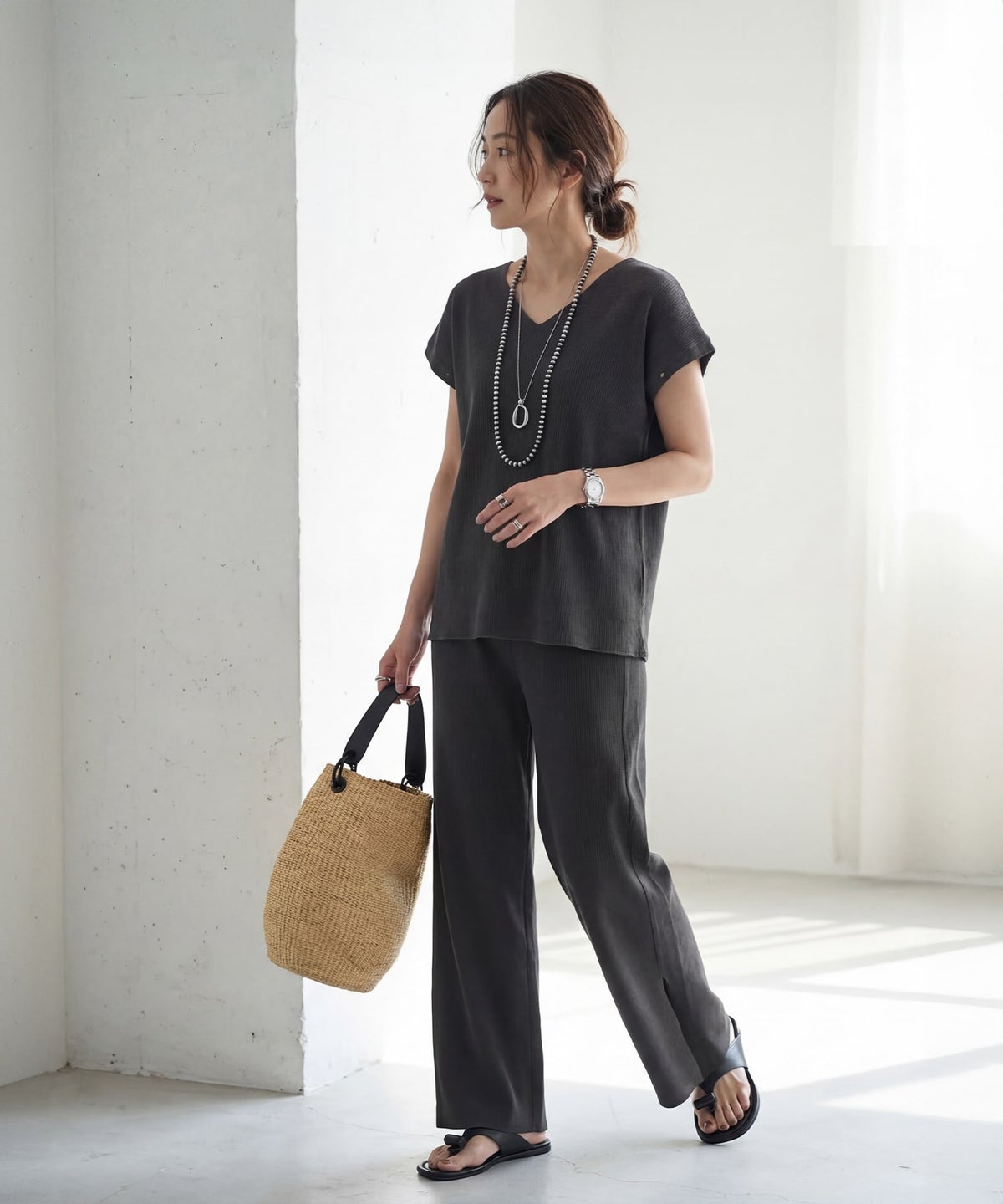 着用イメージ 163cm チャコール