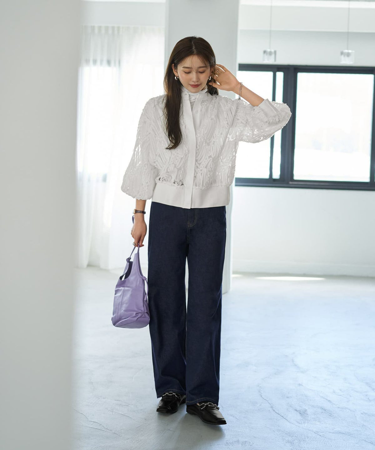 着用イメージ 166cm ホワイト