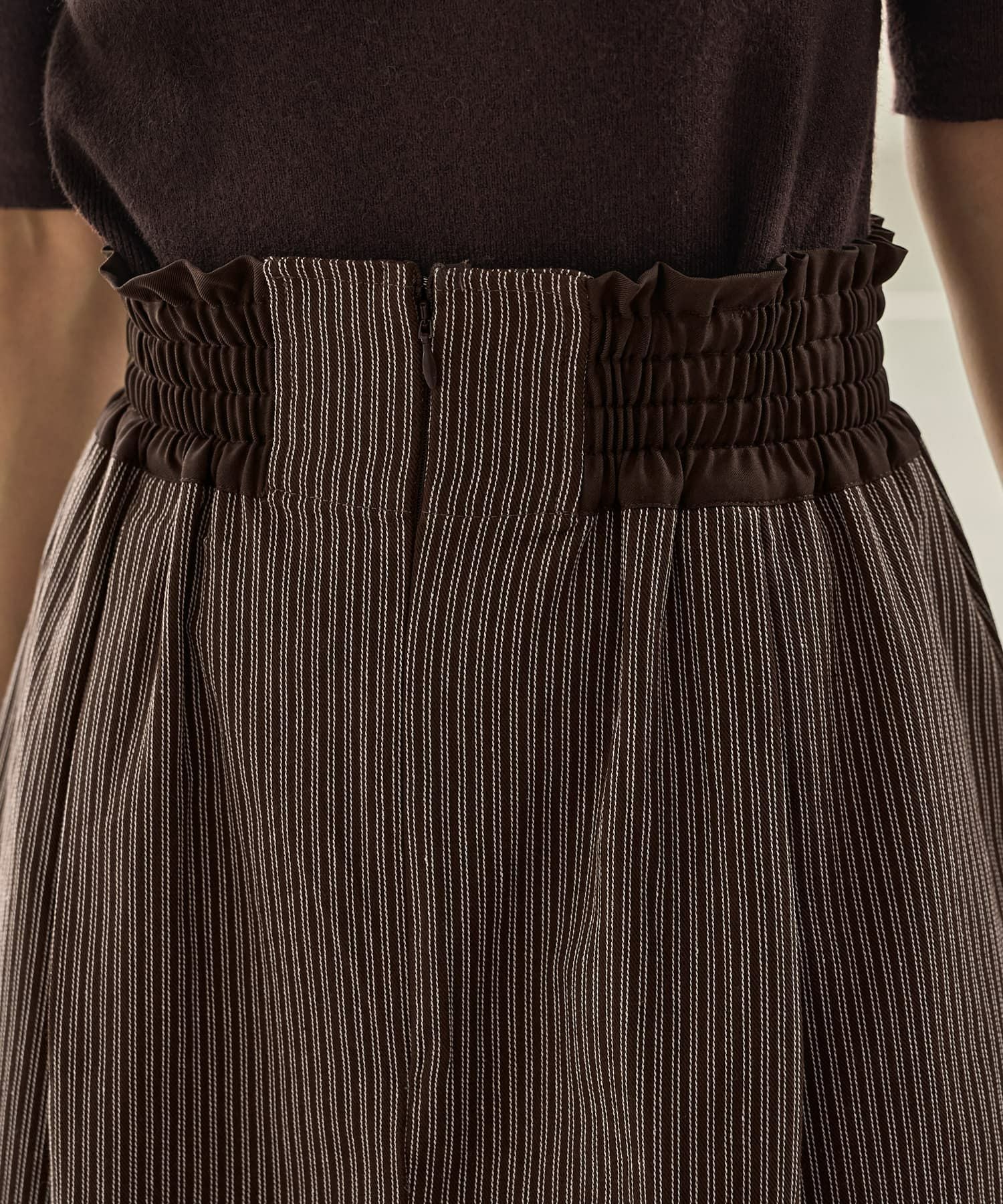 ストライプ生地サスペンダー付きスカート | おしゃれな大人レディース