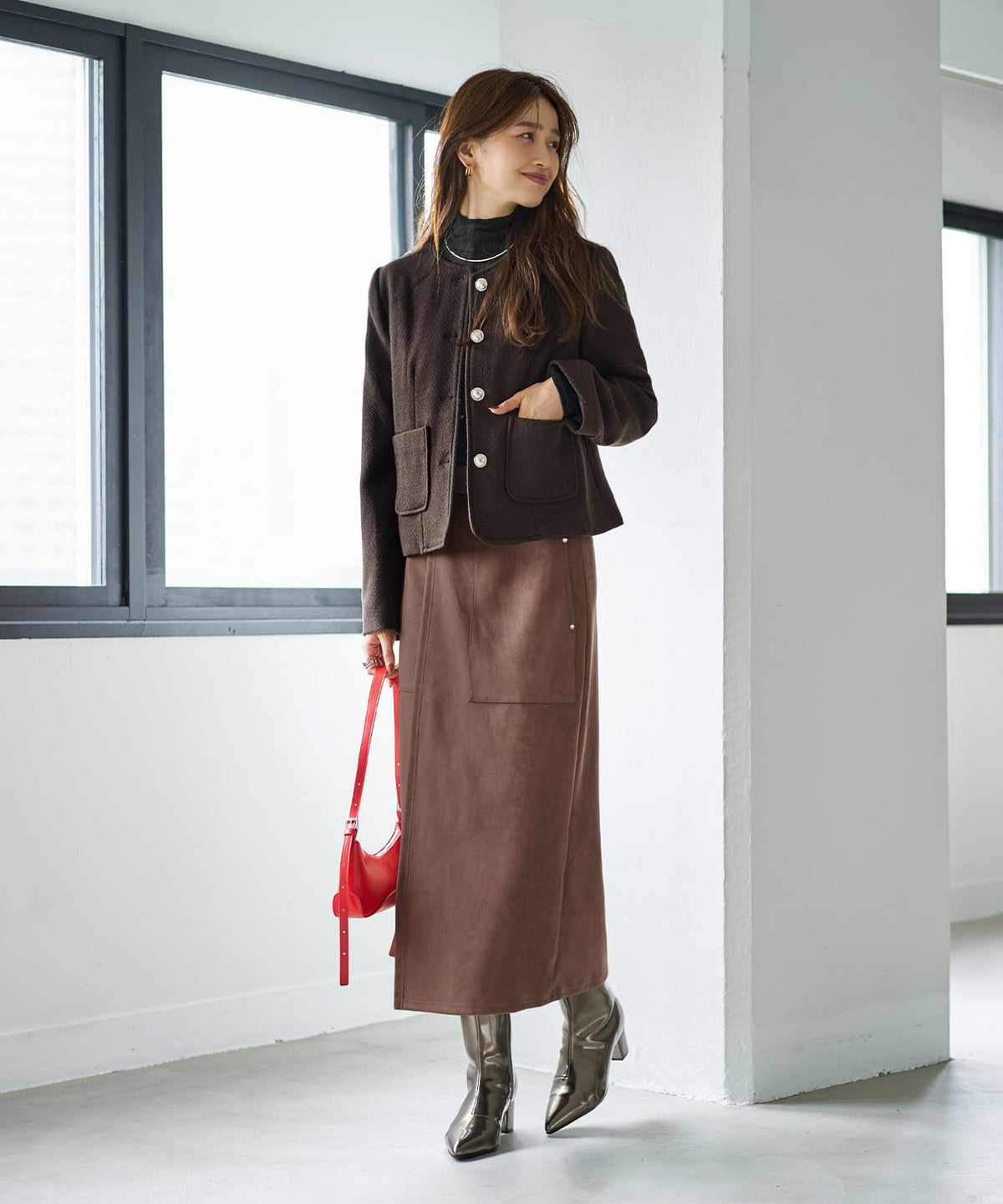 着用イメージ 166cm セピアブラウン