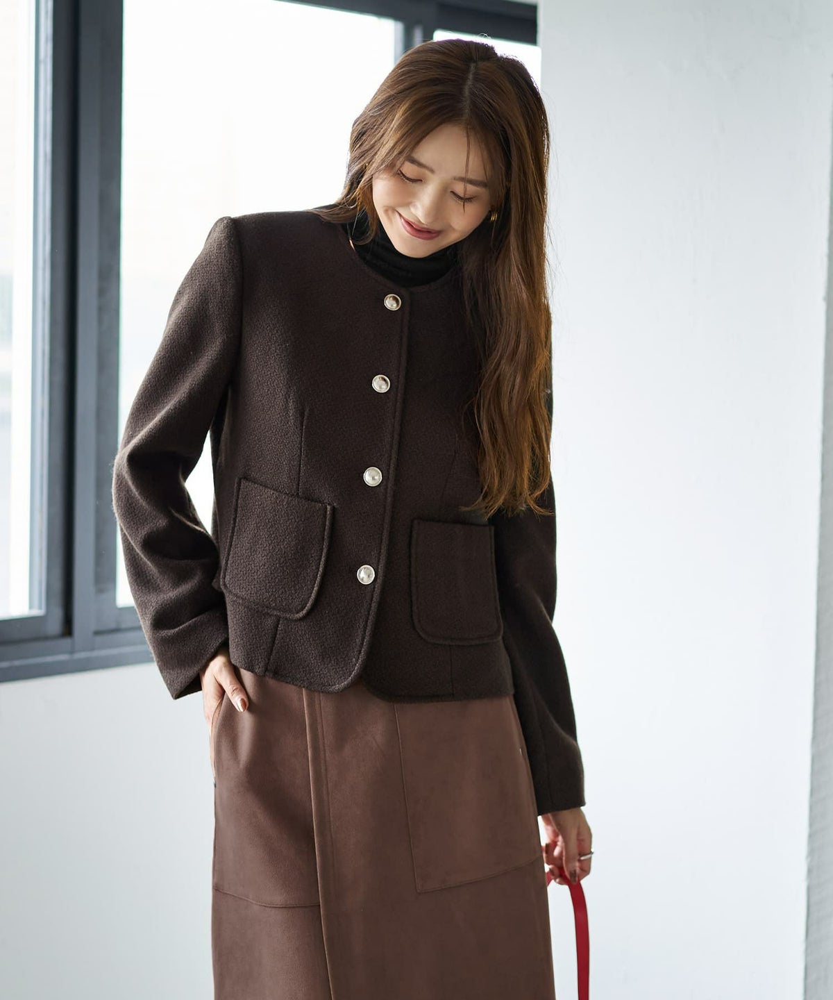 着用イメージ 166cm セピアブラウン