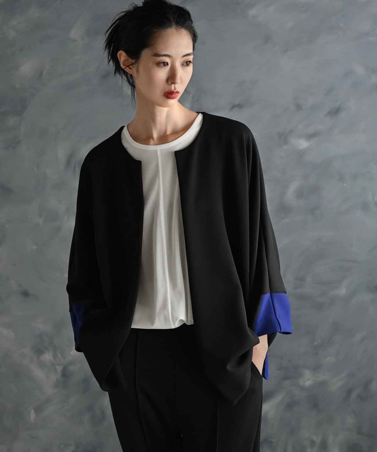 着用イメージ 175cm ブラック×ブルー