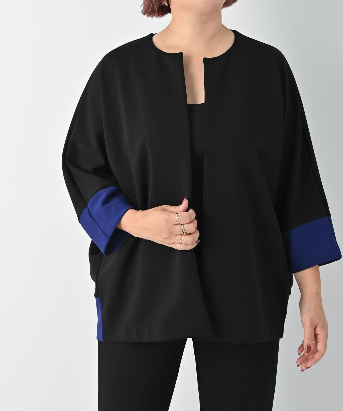 着用イメージ 163cm ブラック×ブルー