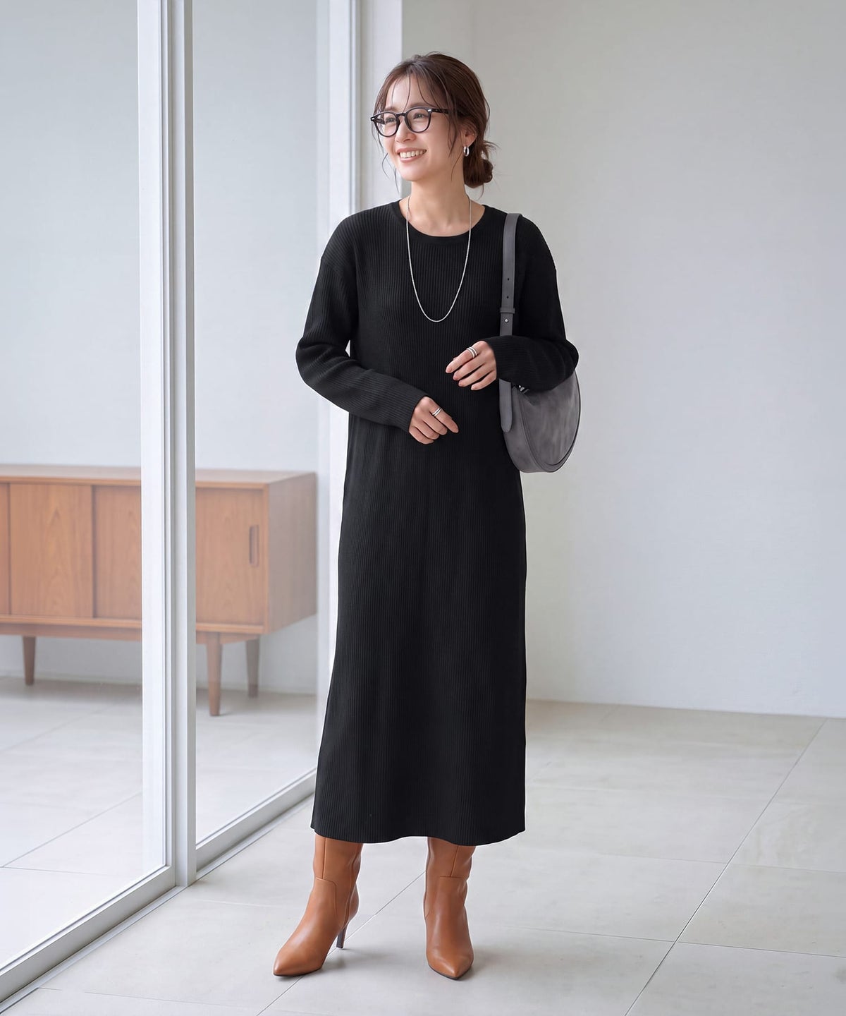 着用イメージ 163cm ブラック 01