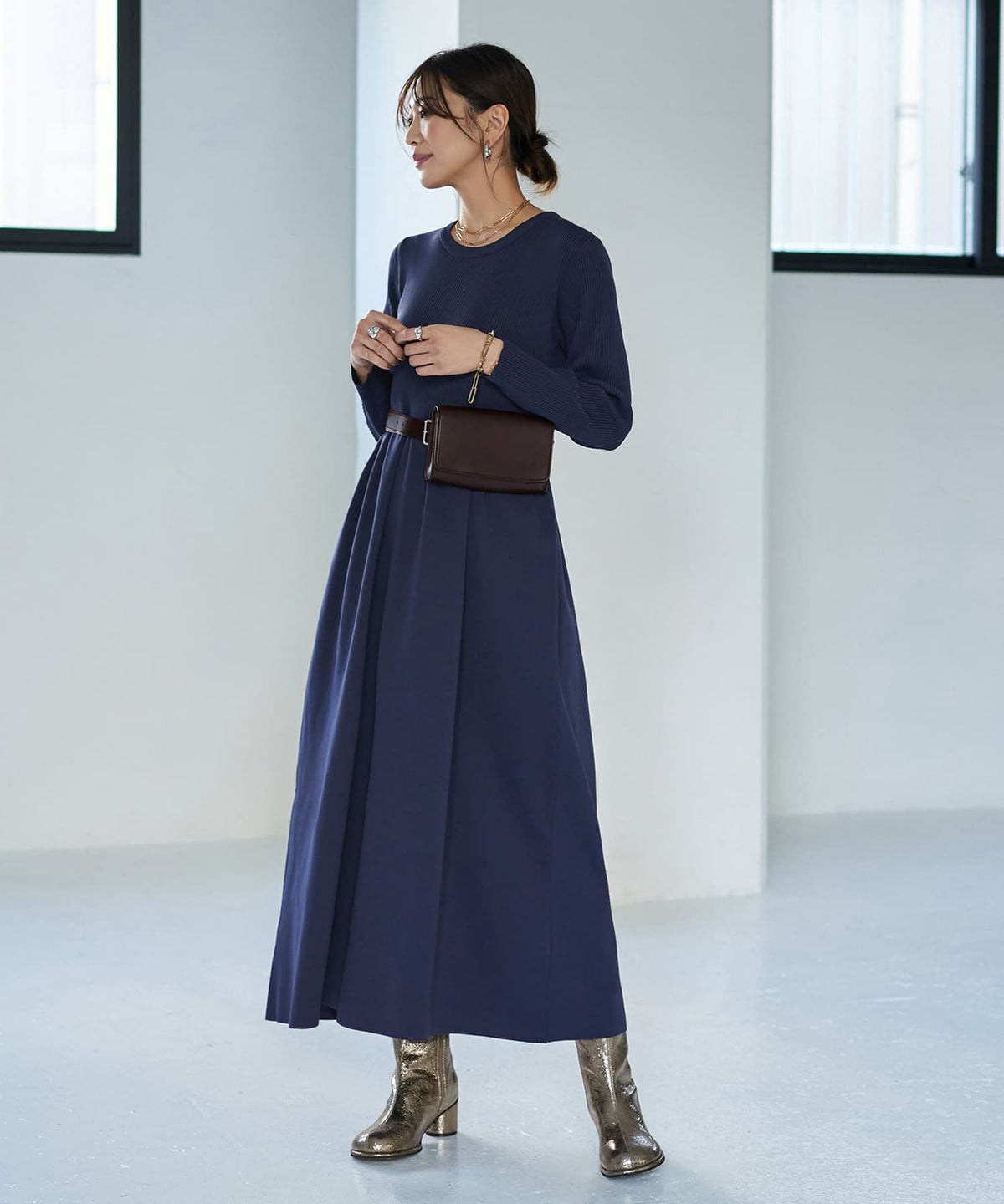 着用イメージ 166cm ネイビー 02サイズ