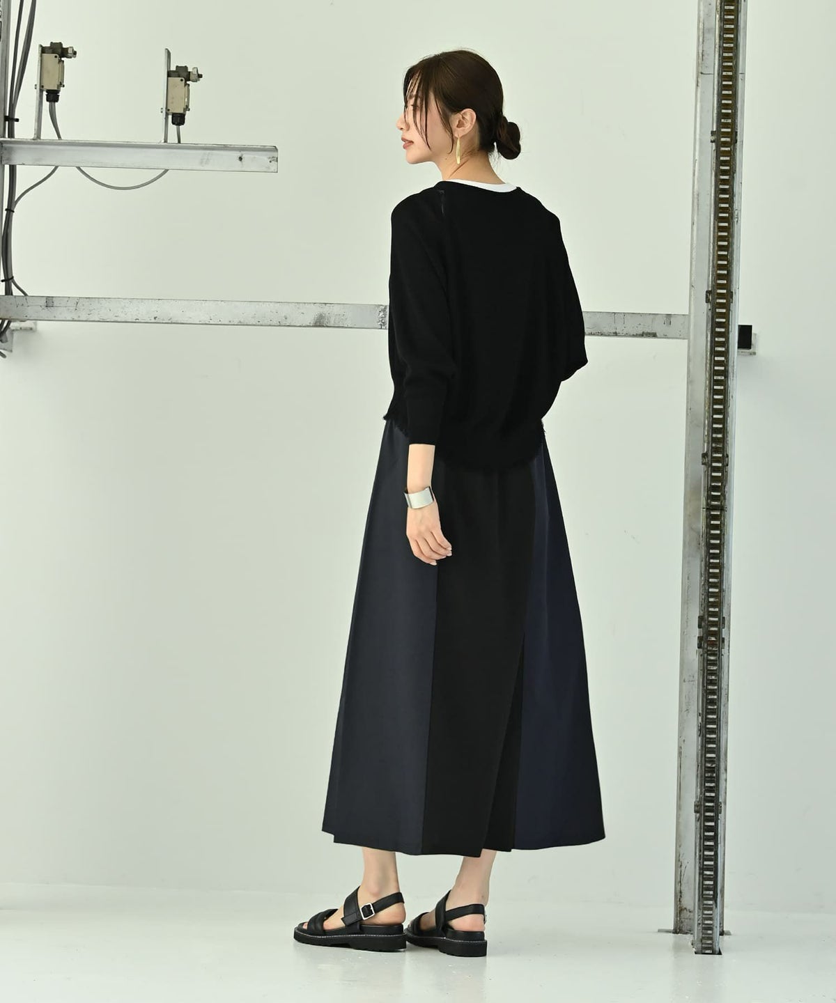 着用イメージ 172cm ブラック×ネイビー