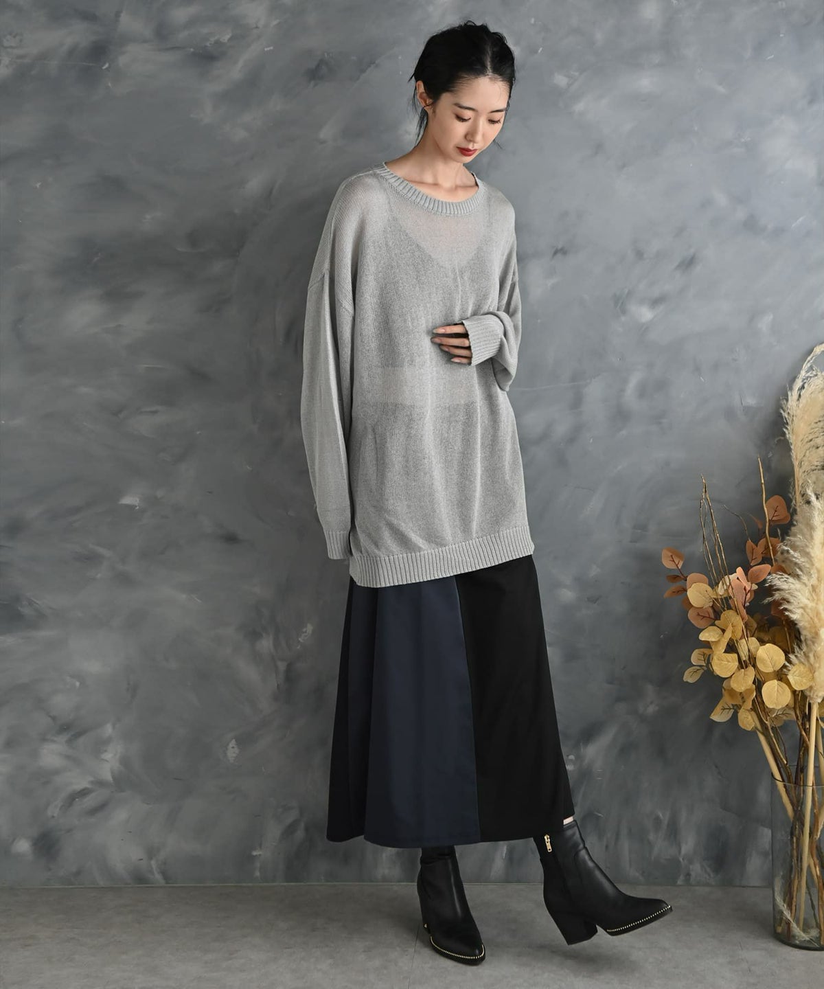 着用イメージ 175cm ブラック×ネイビー